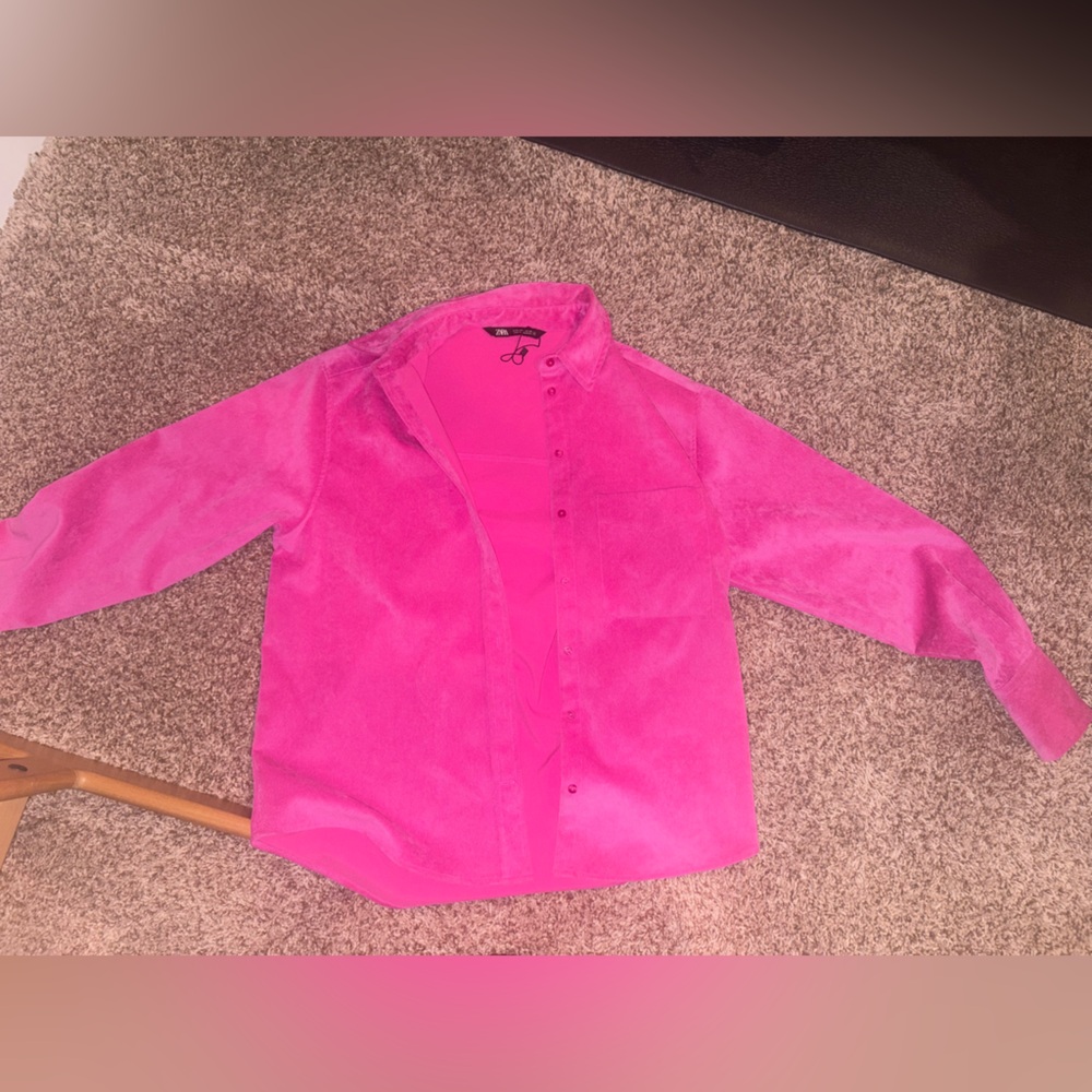 ZARA Hot Pink Corduroy Overshirt (Size S)